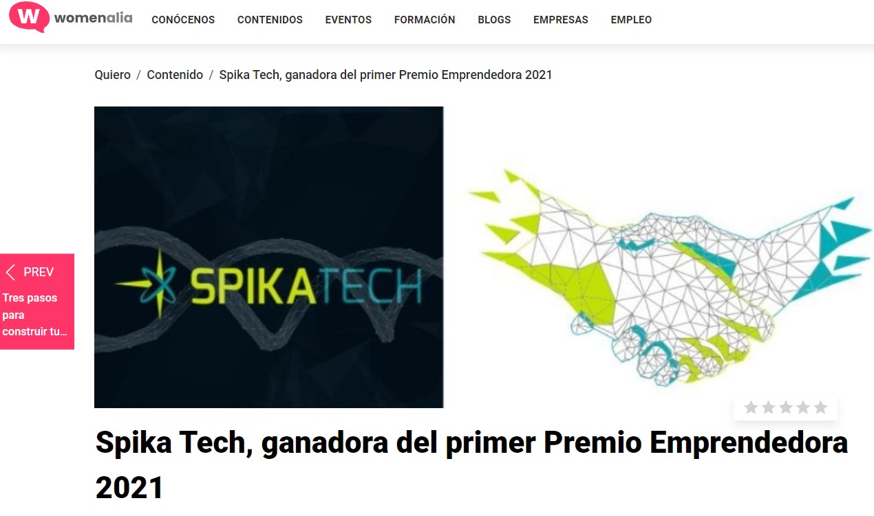 Womenalia : "Spika Tech, ganadora del primer Premio Emprendedora 2021"